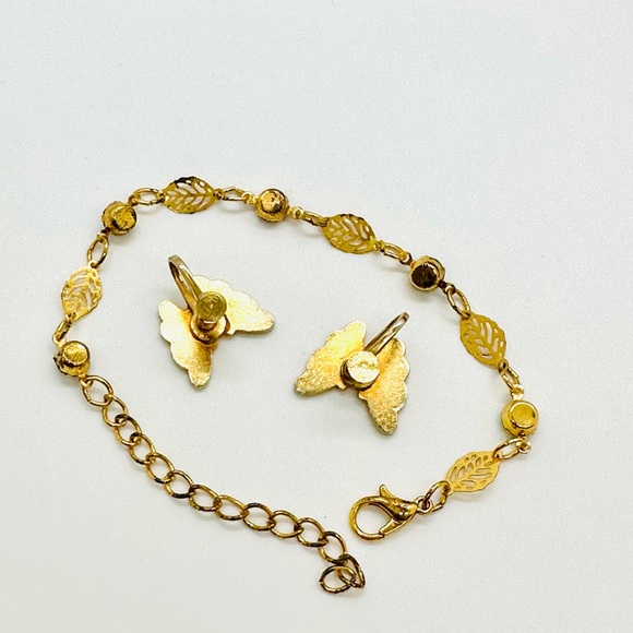 Vintage Butterfly Earrings & Rhinestone Bracelet - Picture 7 of 10